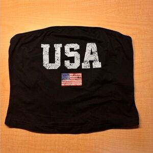 Black Tube Top with USA Flag Print